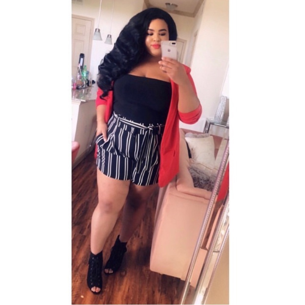 Striped Crepe Shorts